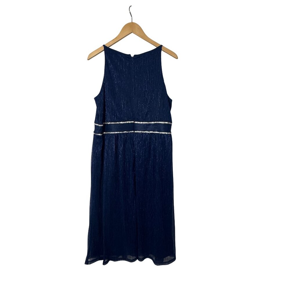 Oleg Cassini Evening Dress Sleeveless Embellished Waist Size 16